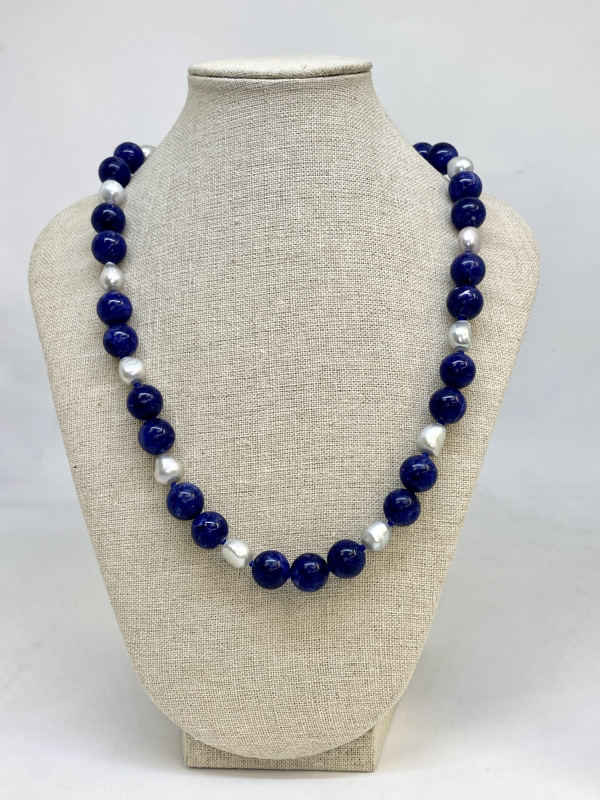 Lapis & Fresh Water Necklace. - By Design Jewellers Killarney Mall