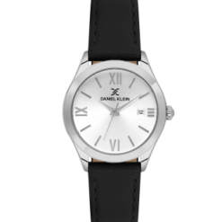 Daniel Klein Premium Silver Dial Black Leather Watch DK.1.13921-1
