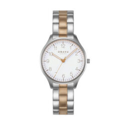 OBAKU FALKE LILLE - TWO TONE ROSE GOLD WHITE DIAL WATCH V260LXCWSH-DAF
