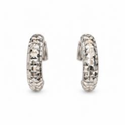 9ct White Gold Diamond cut hoop earrings
