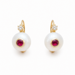 Ruby, Diamond & Pearl Earrings