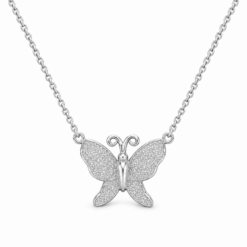 White Gold Diamond Butterfly Necklace