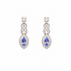 9ct White Gold Tanzanite & Diamond Earrings