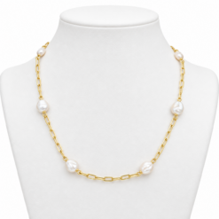 Sterling Silver Yellow Gold plated Fresh Water Necklace