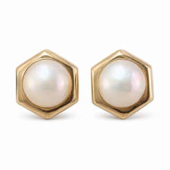9ct Yellow Gold Mabe' Pearl Earrings
