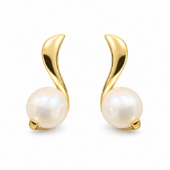 Gold Plated Sterling Silver Fresh Water Pearl Earrings