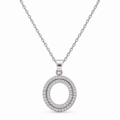 9ct White Gold Double Circle Pendant