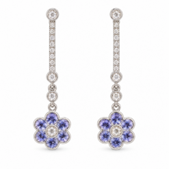 18ct White Gold Diamond & Tanzanite Drop Earrings