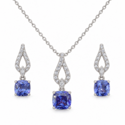 Sterling Silver Cubic Set Pendant & Earrings