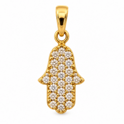 9ct Yellow Gold Hamsa Cubic Zirconia Pendant