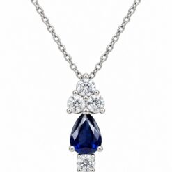 White Gold Sapphire & Diamond Pendant