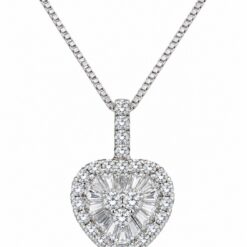 9ct White Gold & Cubic Heart Pendant