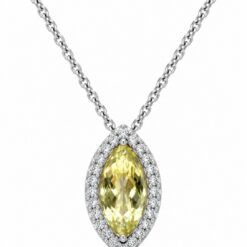 14ct White Gold Diamond & Peridot Pendant