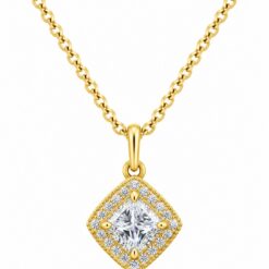 9ct Yellow Gold Cubic set Pendant & Chain