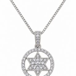 White Gold & Diamond Star of David Pendant & Chain